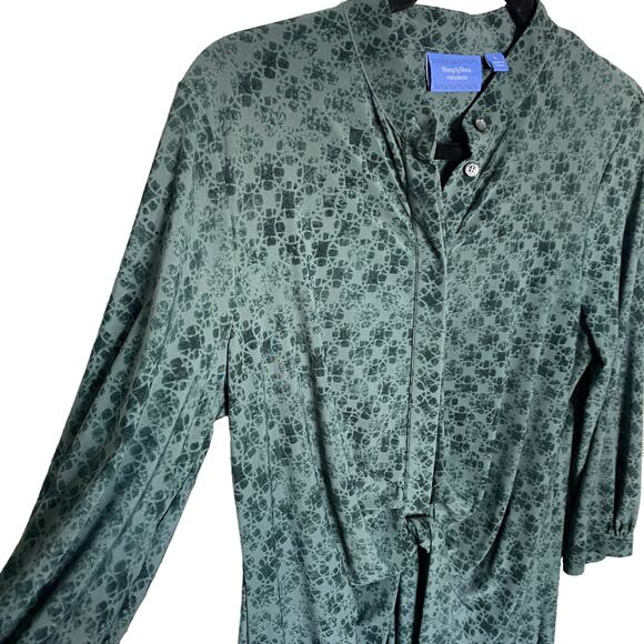 Simply Vera Vera Wang Teal Blouson Smocked Long Sleeve Dress Women's Size Large - Picture 8 of 10